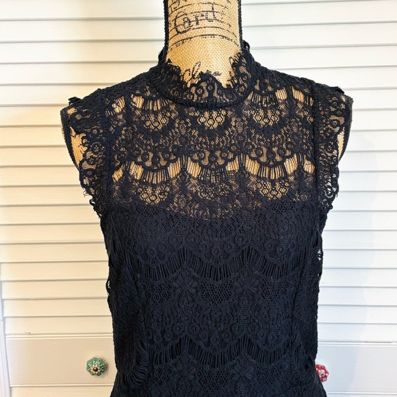 Free People Daydream Lace Slip Dress Black Open Back Womens Large - Picture 3 of 8